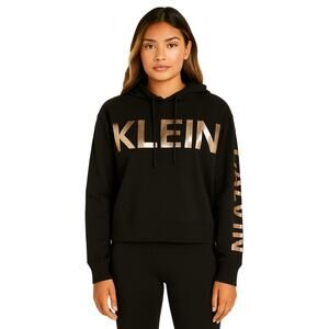 Calvin Klein Women's Fleece Logo Hoodie in Black  – EUC Size Small